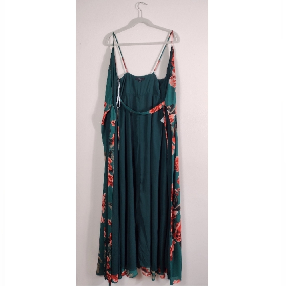 Lulus Floral Flirtation Dark Green Floral Print Wrap Maxi Dress Size M - Picture 4 of 13